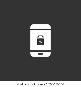 mobile shopping icon vector. mobile shopping sign on black background. mobile shopping icon for web and app
