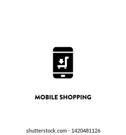 mobile shopping icon vector. mobile shopping sign on white background. mobile shopping icon for web and app