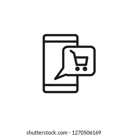 Mobile shopping line icon. Shopping chart, phone, screen. Shopping concept. Vector illustration can be used for topics like internet, online, shopping