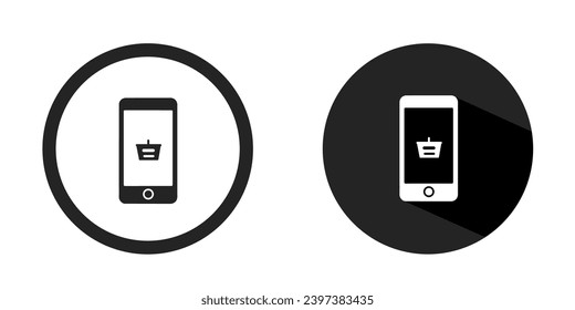 Mobile shopping logo. Mobile shopping icon vector design black and white color. Stock vector.