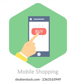 Concepto de icono de Mobile Shopping y mcommerce