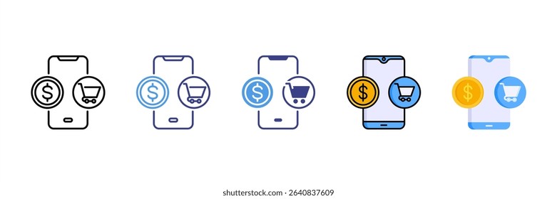 Mobile Shopping Multi Style Icon Set