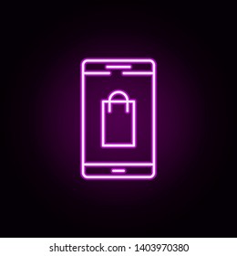 mobile shopping neon icon. Elements of cyber monday set. Simple icon for websites, web design, mobile app, info graphics