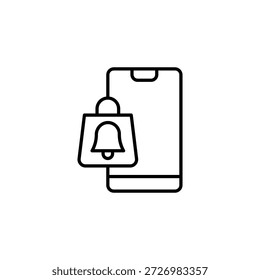 Mobile Einkaufsbenachrichtigung mit Glockenmahner auf Handtasche
