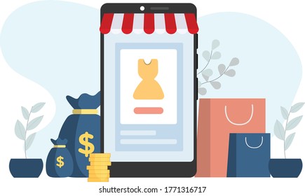 Mobile Shopping On Smartphone With ECommerce Site