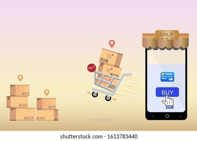 Mobile shopping online concept idea