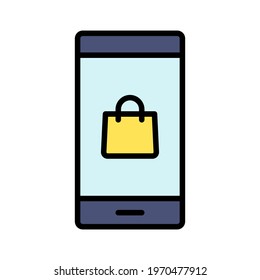 Mobile, shopping, online icon vector image. Can also be used for information technology. Suitable for use on web apps, mobile apps and print media.