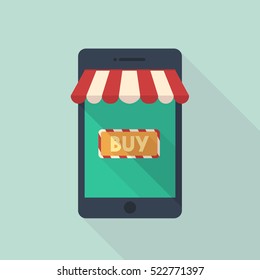 mobile shopping ,online store on the smartphone concepts vector illustration flat modern style