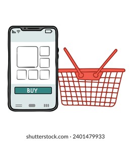 mobile shopping online vector clipart