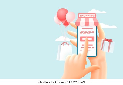Mobile shopping service, Smartphone mobile screen, technology mobile display. Vector illustration