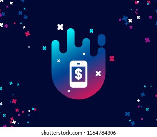Mobile Shopping simple icon. Smartphone Online buying sign. Dollar symbol. Cool banner with icon. Abstract shape with gradient. Vector