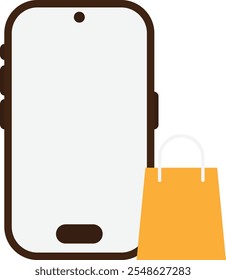 Icono de la tienda de compras móvil Ilustración plana de Vector