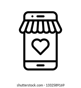 Mobile shopping vector, Digital marketing line style icon editable stroke