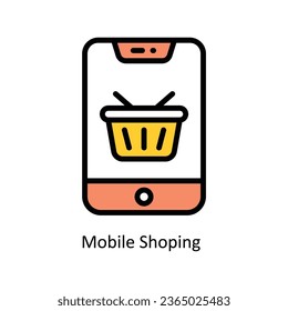 Mobile Shopping vector Fill outline icon illustration. EPS 10 File.