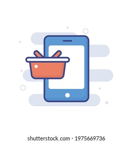 Mobile Shopping vector filled outline icon style illustration. EPS 10 File