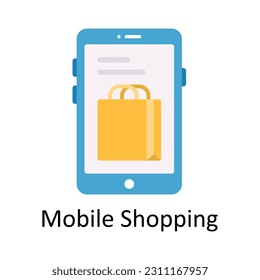 Mobile Shopping Vector Flat Icon Design Illustration. E-Commerce and-shopping Symbol auf weißem Hintergrund EPS10 Datei