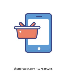 Mobile Shopping vector icon style illustration. EPS 10 File