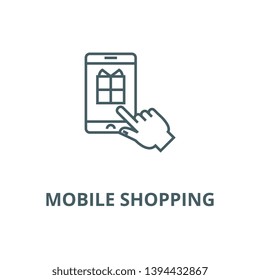 Mobile shopping vector line icon, linear concept, outline sign, symbol