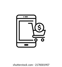 Mobile Shopping Vector Line Icon