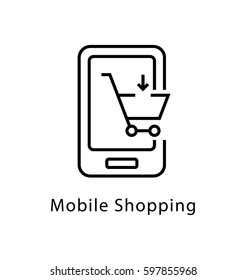 Mobile Shopping Vector Line Icon 