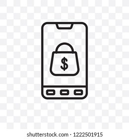 Mobile shopping vector linear icon isolated on transparent background, Mobile shopping transparency concept can be used for web and mobile