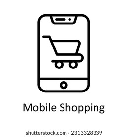 Mobile Shopping Vector    outline  Icon Design illustration. Digital Marketing  Symbol on White background EPS 10 File