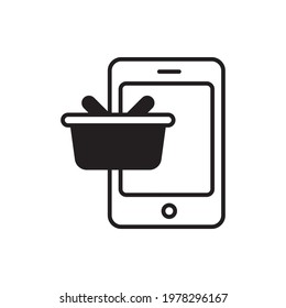 Mobile Shopping vector Solid icon style illustration. EPS 10 File