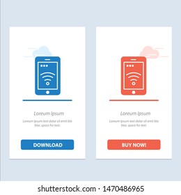 Mobile, Sign, Service, Wifi  Blue and Red Download and Buy Now web Widget Card Template. Vector Icon Template background