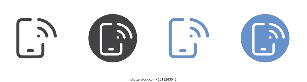 Mobile signal icon Flat set in black and white color