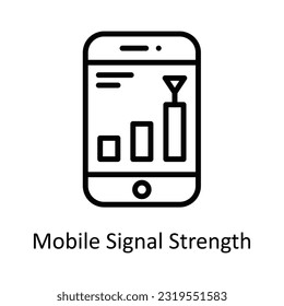 Mobile Signal Strength  Vector  outline Icon Design illustration. Network and communication Symbol on White background EPS 10 File
