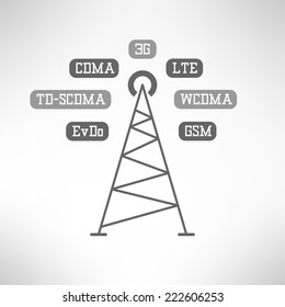 Mobile signal tower station made in modern flat design. Mobile internet infographics. Vector illustration