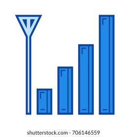Mobile signal vector line icon isolated on white background. Mobile signal line icon for infographic, website or app. Blue icon designed on a grid system.
