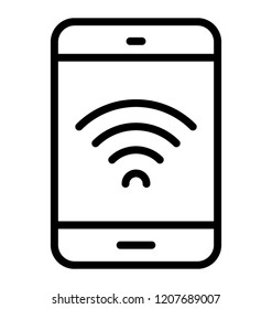 Mobile with signals presenting wifi technology
