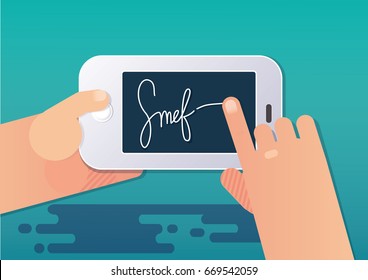 Mobile Signature Concept. Vector Illustration