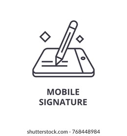 Mobile Signature Line Icon, Outline Sign, Linear Symbol, Vector, Flat Illustration