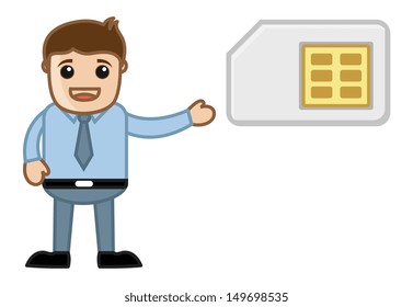 Mobile Sim  - Business Cartoon Characters Vector
