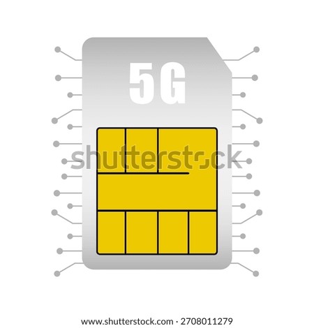 Mobile SIM card. 5G network technology. Vector telecommunication illustration. Digital cellular concept.