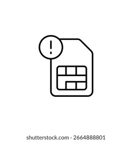Symbol für mobile SIM-Kartenwarnungen, das Verbindungsprobleme in Mobilgeräten darstellt