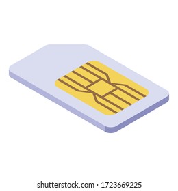 Mobile sim card icon. Isometric of mobile sim card vector icon for web design isolated on white background