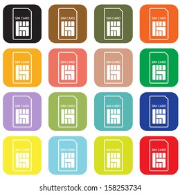 Mobile sim card icon set in vector