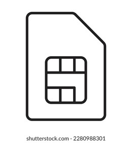 Vector de icono de tarjeta SIM móvil, icono de vectores de tarjeta SIM doble, esquema aislado en blanco y negro