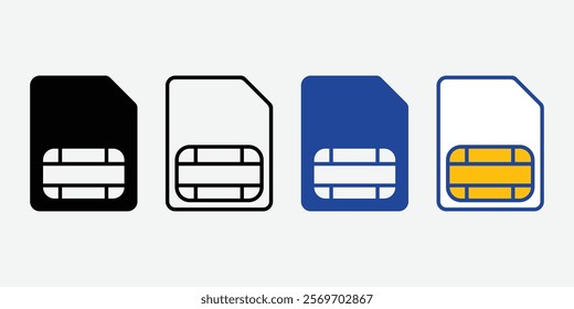 Mobile SIM Card Icon Vector. Dual Sim Card Vector Icon.