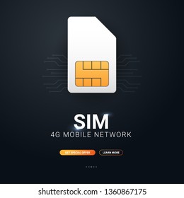 Mobile Sim Card. Mobile Network. Technology Concept. Vector illustration