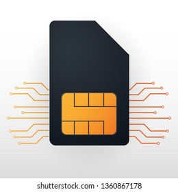 Mobile Sim Card. Mobile Network. Technology Concept. Vector illustration