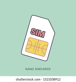 Mobile Sim Card. Mobile Network. Technology Concept. solid color with outline concept.