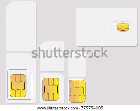 Mobile Sim Card Set Mini Sim Stock Vector Royalty Free 775754005