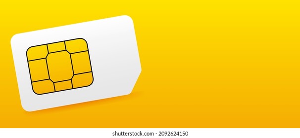 Mobile Sim Card. Vector Illustration Isolated on Yellow Background

