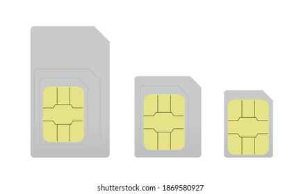 Mobile Sim Cards in verschiedenen Größen - Vektorgrafiken - einzeln auf weißem Hintergrund