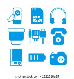 mobile sim headphone blue tooth charger telephone power bank battery camera icon set