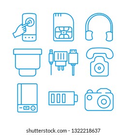 mobile sim headphone blue tooth charger telephone power bank battery camera icon set
